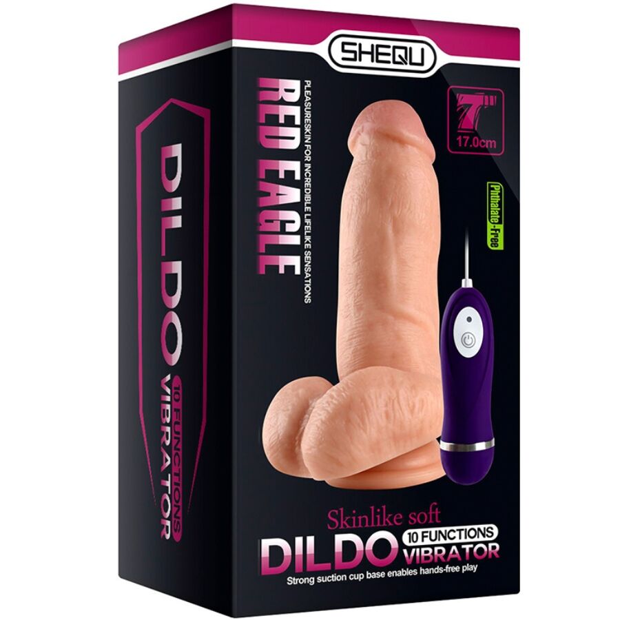 SHEQU - RED EAGLE VIBRATOR DILDO WITH REMOTE CONTROL 17 CM - NOCTURNA DESIRES