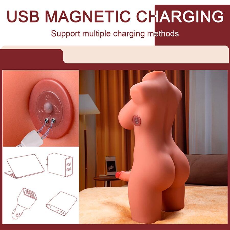 XISE - MIAH LADY BOY FEMALE TORSO WITH DILDO WITH VIBRATION AND THRUSTING 55 CM - NOCTURNA DESIRES