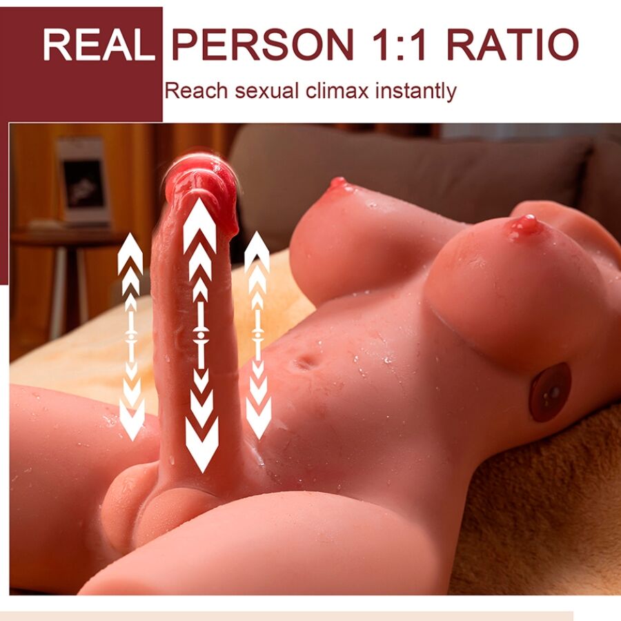 XISE - MIAH LADY BOY FEMALE TORSO WITH DILDO WITH VIBRATION AND THRUSTING 55 CM - NOCTURNA DESIRES