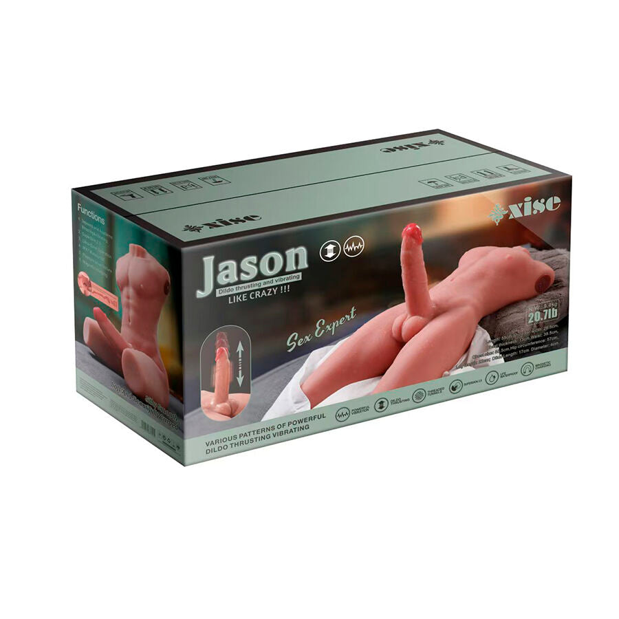 XISE - JASON HALF BODY REALISTIC MALE TORSO WITH THRUSTING AND VIBRATION 55 CM - NOCTURNA DESIRES