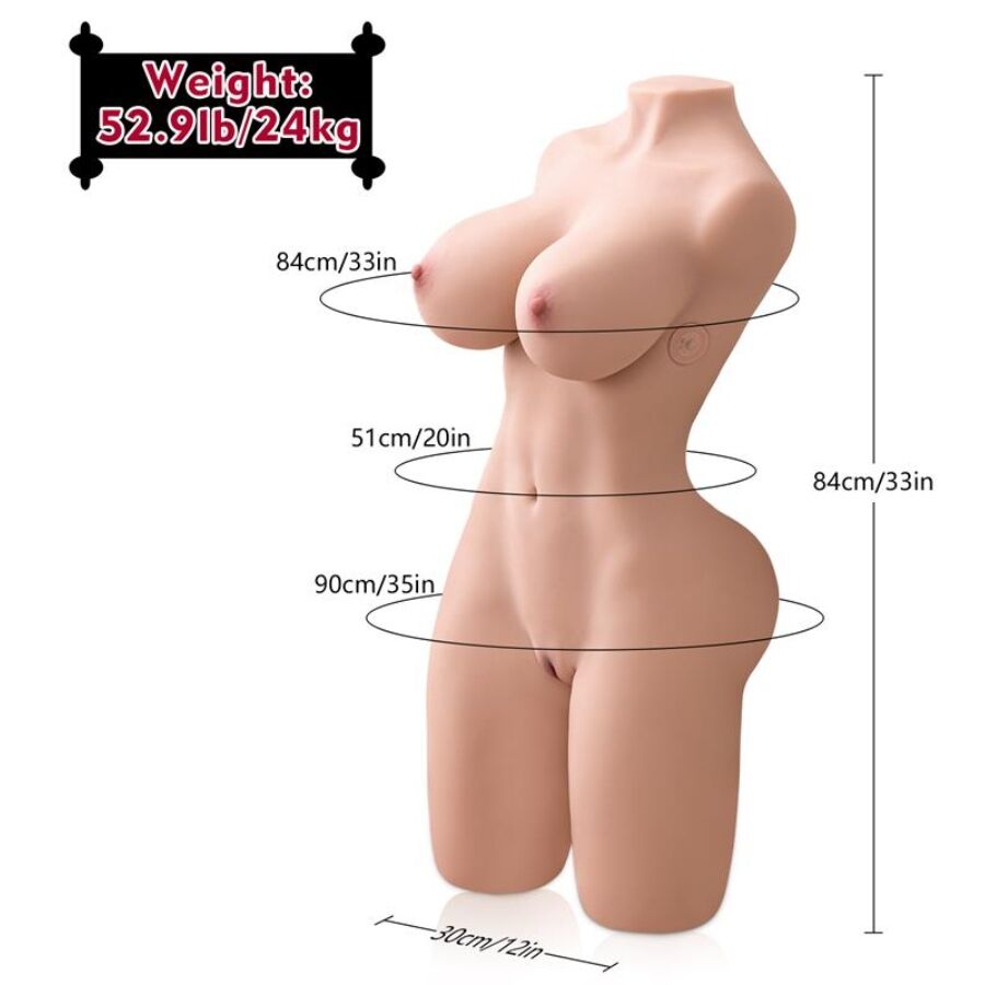 XISE - ERICA THRUSTING REALISTIC TORSO WITH FEMALE VIBRATION 84 CM - NOCTURNA DESIRES
