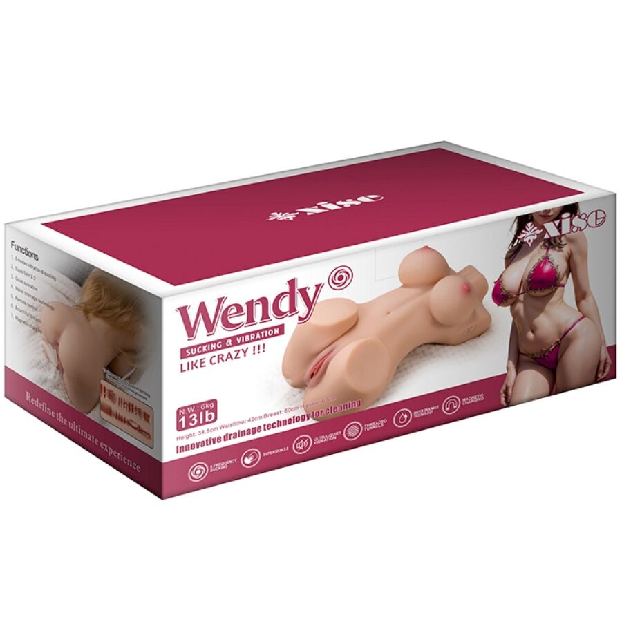 XISE - WENDY SUCKING FEMALE TORSO WITH VIBRATION AND REMOTE CONTROL 6 KG - NOCTURNA DESIRES