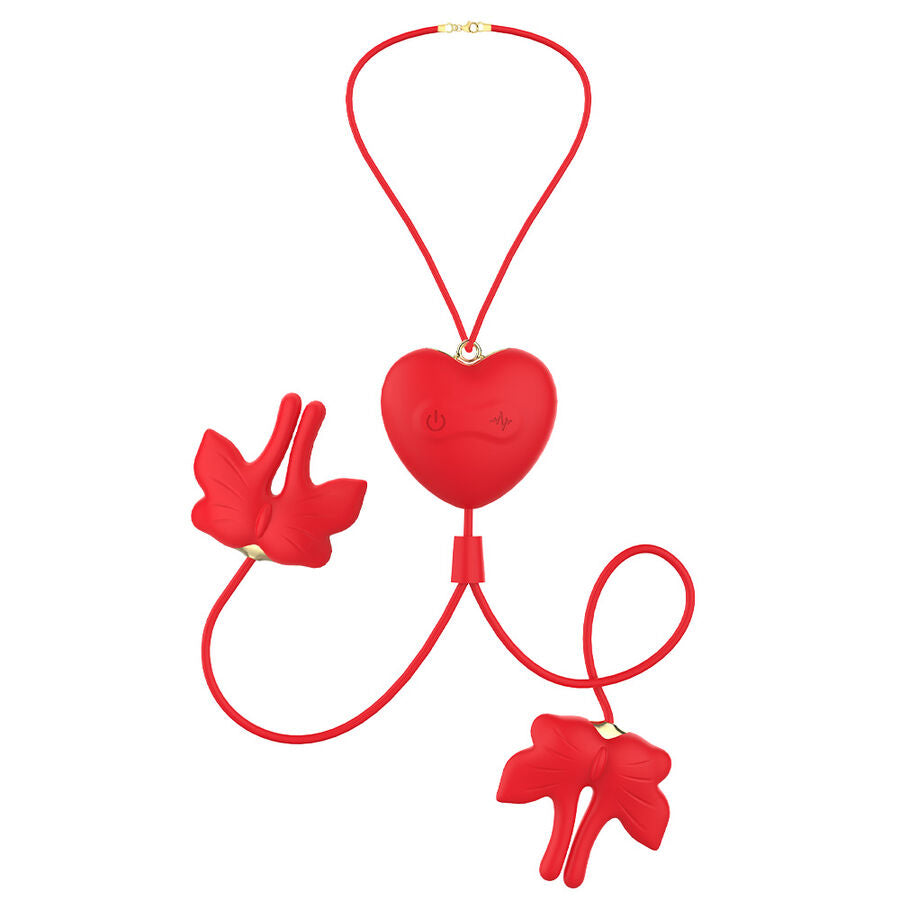 ARMONY - MAGNETIC NIPPLE CLAMPS WITH VIBRATION BUTTERFLY SHAPE RED - NOCTURNA DESIRES