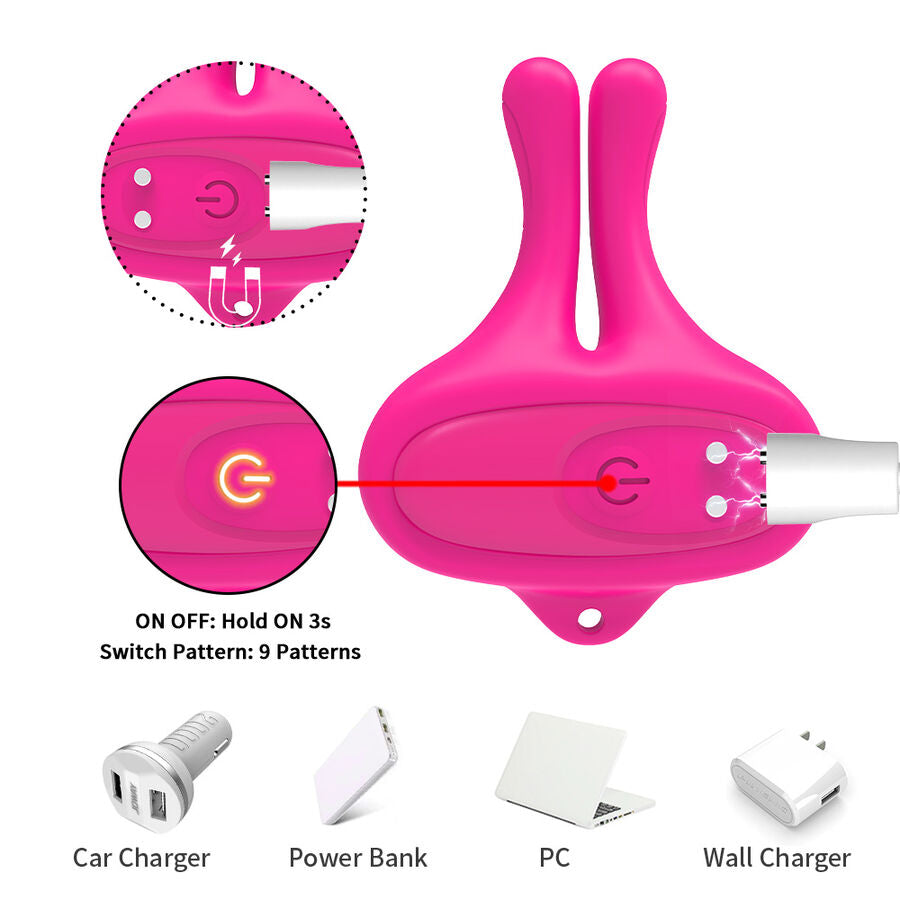 ARMONY - RABBIT SHAPE VIBRATION MAGNETIC NIPPLE CLAMPS PINK - NOCTURNA DESIRES