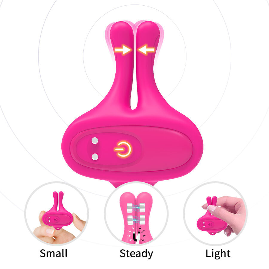 ARMONY - RABBIT SHAPE VIBRATION MAGNETIC NIPPLE CLAMPS PINK - NOCTURNA DESIRES