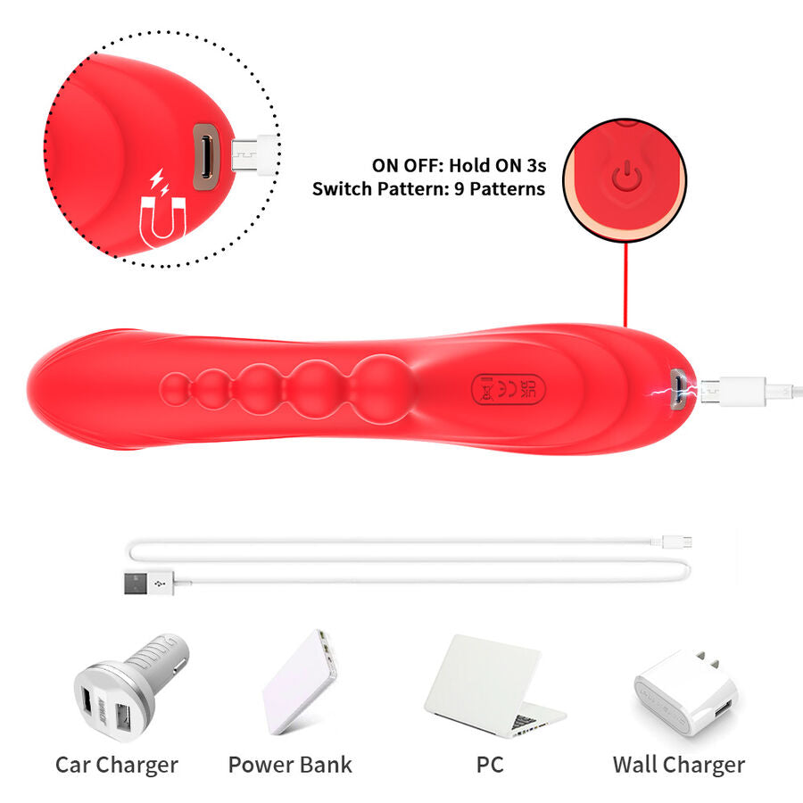 ARMONY - G-SPOT AND CLITORIS STIMULATOR VIBRATOR RED - NOCTURNA DESIRES