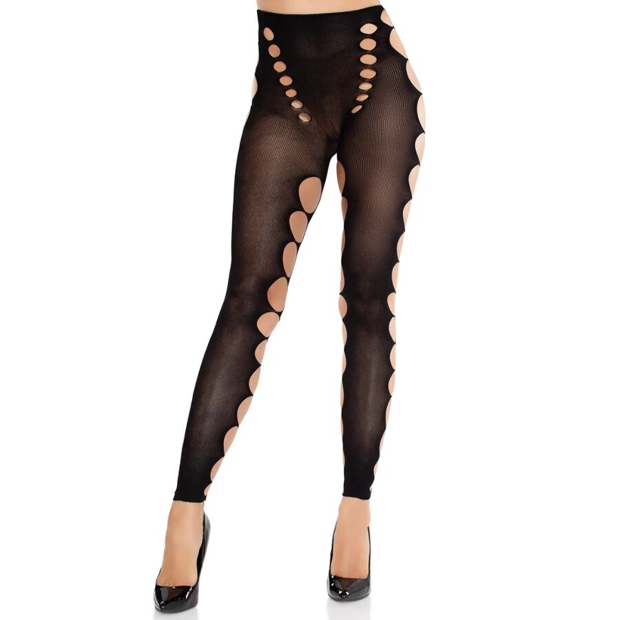 LEG AVENUE - SEAMLESS OPAQUE STOCKINGS WITH CUTOUT AT THE FEET BLACK - NOCTURNA DESIRES