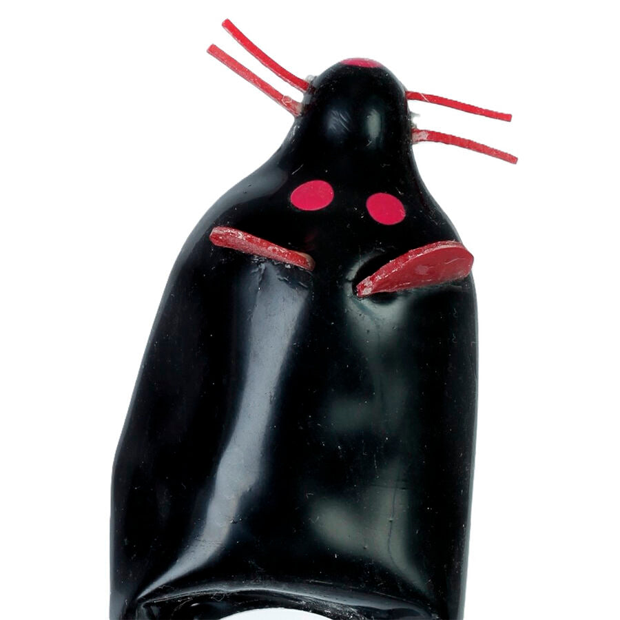CONDOMERIE - HANDPAINTED NOVELTY CONDOMS BLACK MOUSE XL - NOCTURNA DESIRES