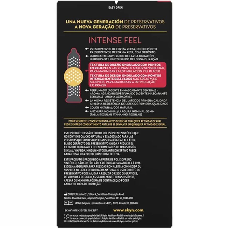 SKYN - INTENSE FEEL TEXTURED CONDOM WITH WAVY DESIGN 10 UNITS - NOCTURNA DESIRES