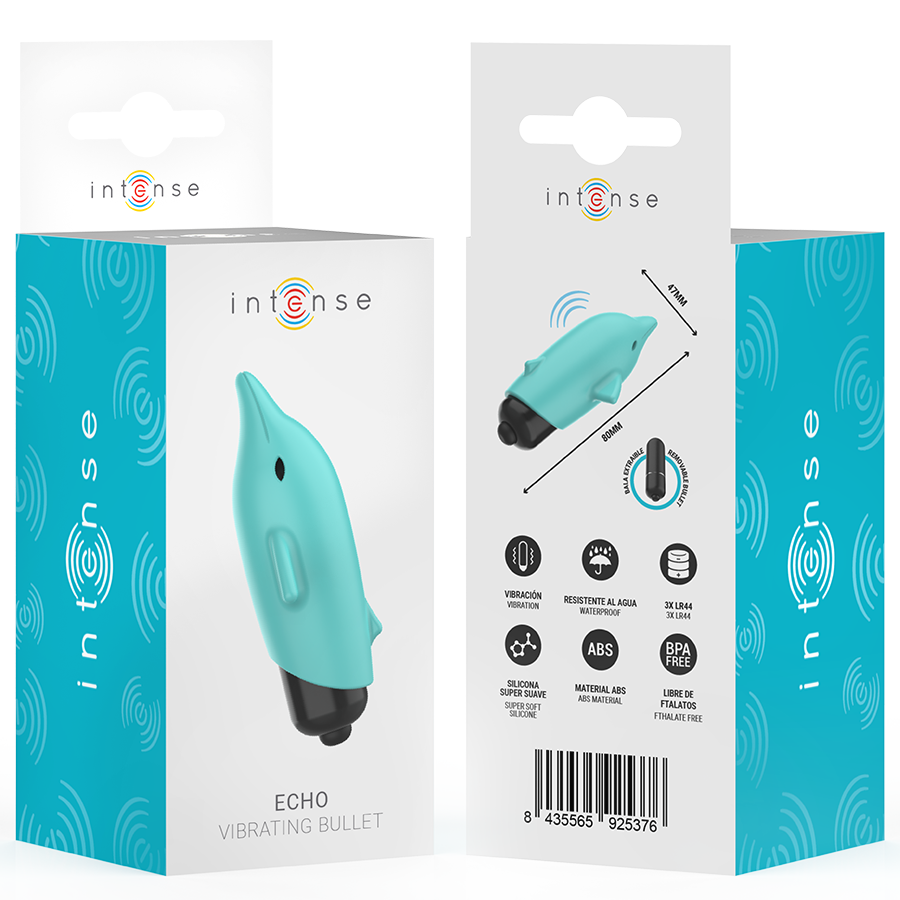 INTENSE - ECHO VIBRATING BULLET DOLPHIN BLUE 8 X 4.7 CM - NOCTURNA DESIRES