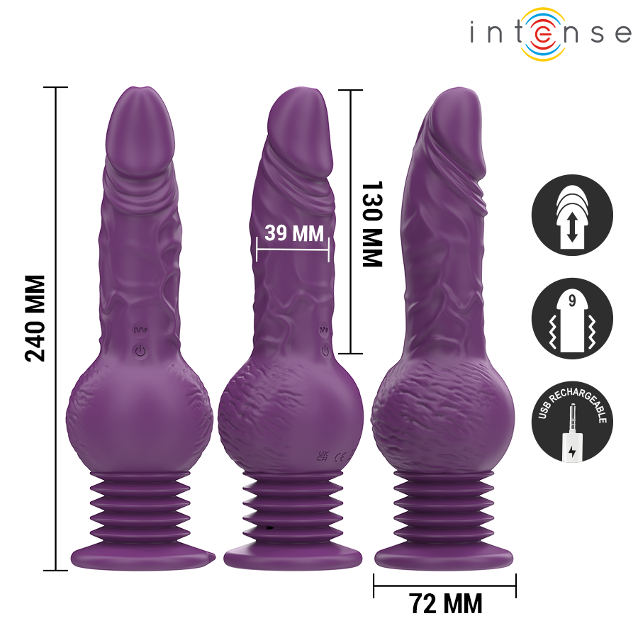 INTENSE - TATUM MULTIFUNCTION VIBRATOR WITH UP AND DOWN VIBRATION 24 CM PURPLE - NOCTURNA DESIRES