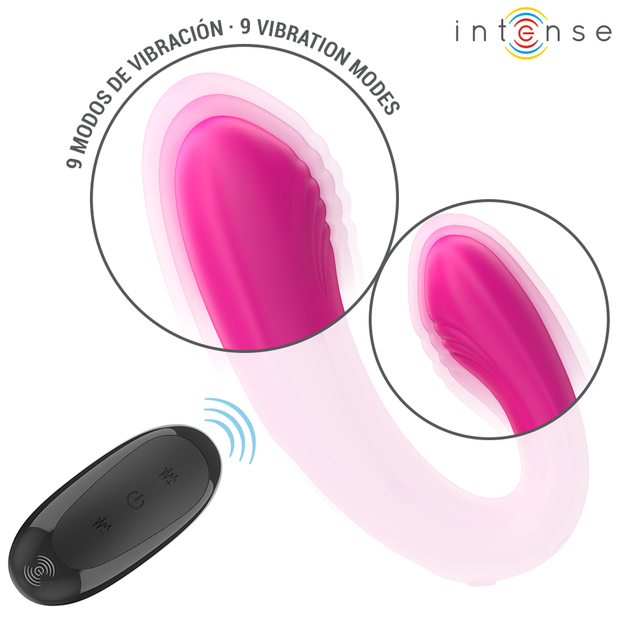 INTENSE - JANET DUAL U-SHAPED STIMULATOR AND VIBRATOR WITH REMOTE CONTROL PINK - NOCTURNA DESIRES
