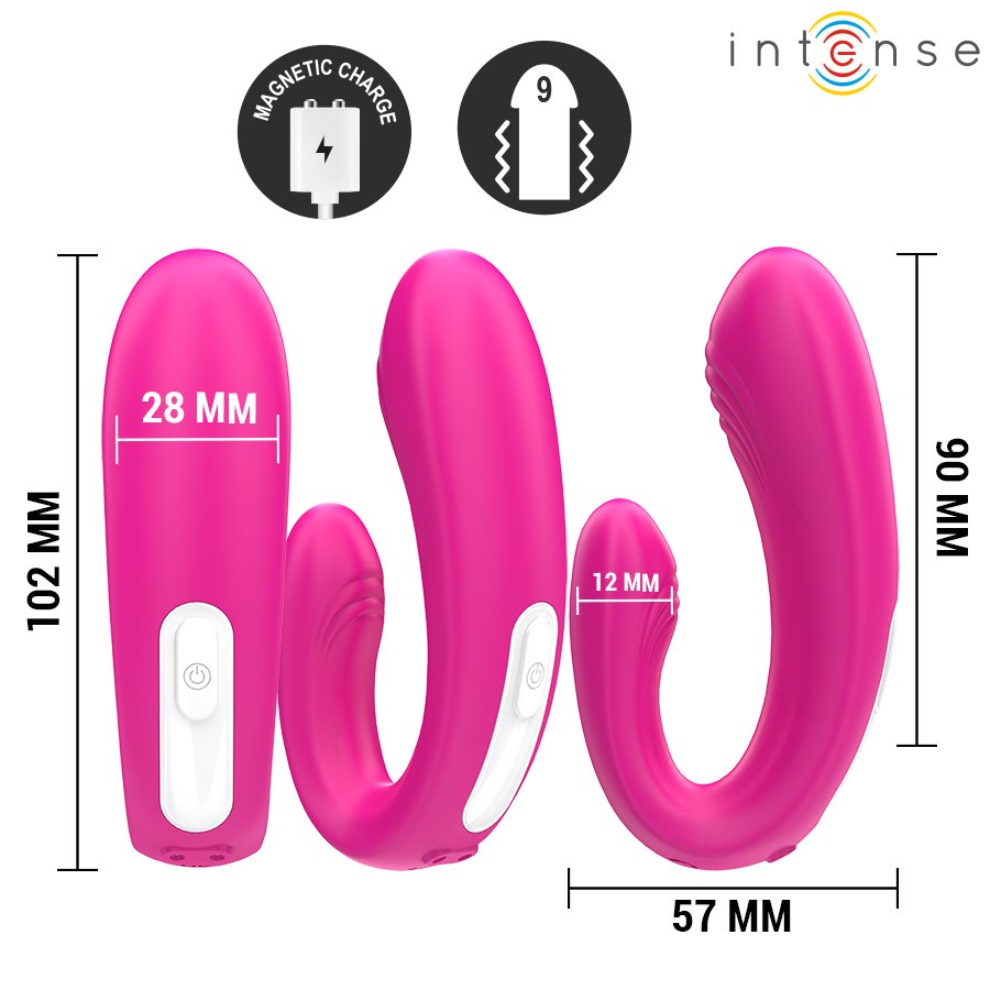 INTENSE - JANET DUAL U-SHAPED STIMULATOR AND VIBRATOR WITH REMOTE CONTROL PINK - NOCTURNA DESIRES