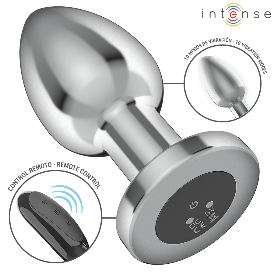 INTENSE - ANAL PLUG 10 VIBRATIONS METAL WITH REMOTE CONTROL L - NOCTURNA DESIRES