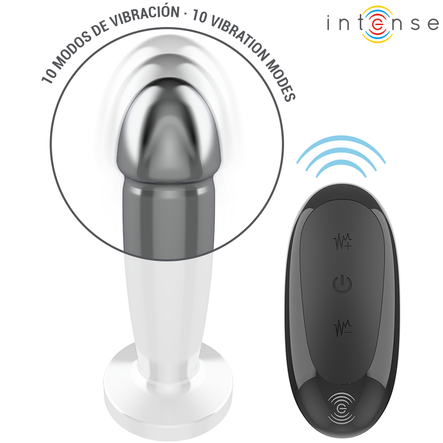 INTENSE - ANAL PLUG 10 VIBRATIONS METAL DILDO WITH REMOTE CONTROL S - NOCTURNA DESIRES