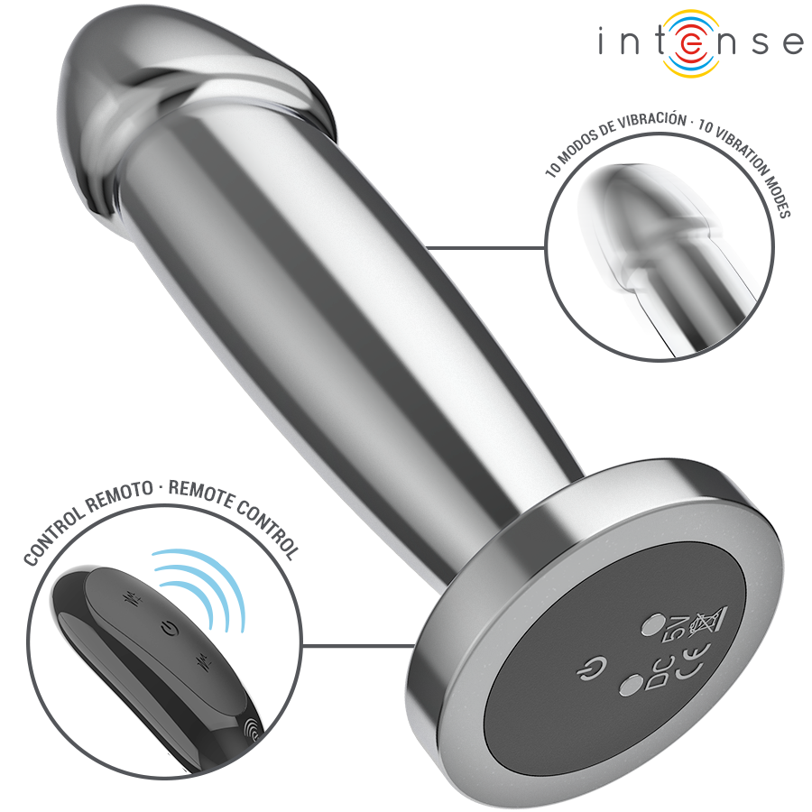 INTENSE - ANAL PLUG 10 VIBRATIONS METAL DILDO WITH REMOTE CONTROL S - NOCTURNA DESIRES