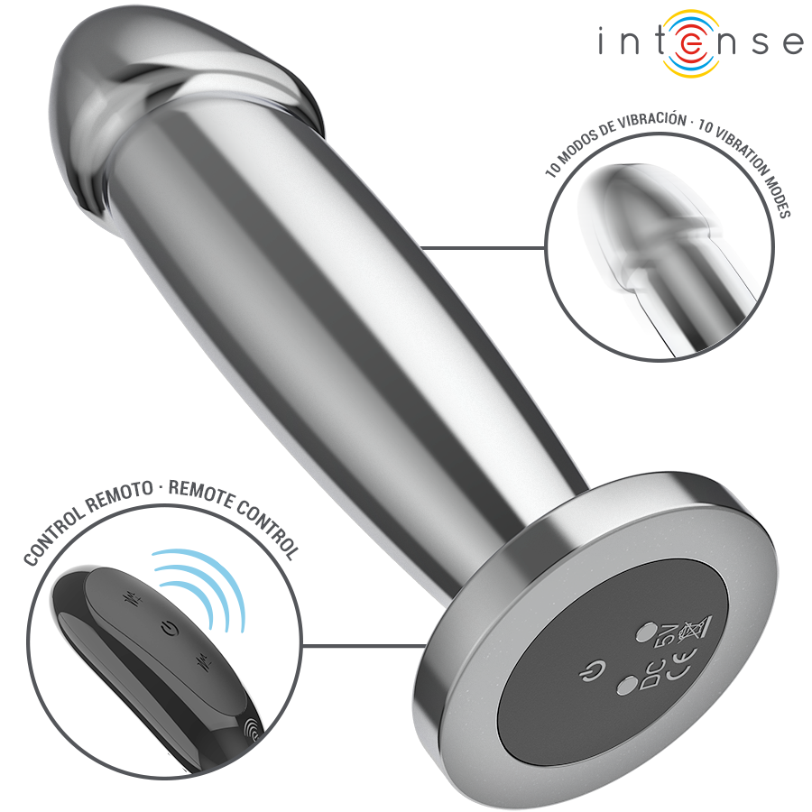 INTENSE - ANAL PLUG 10 VIBRATIONS METAL DILDO WITH REMOTE CONTROL M - NOCTURNA DESIRES