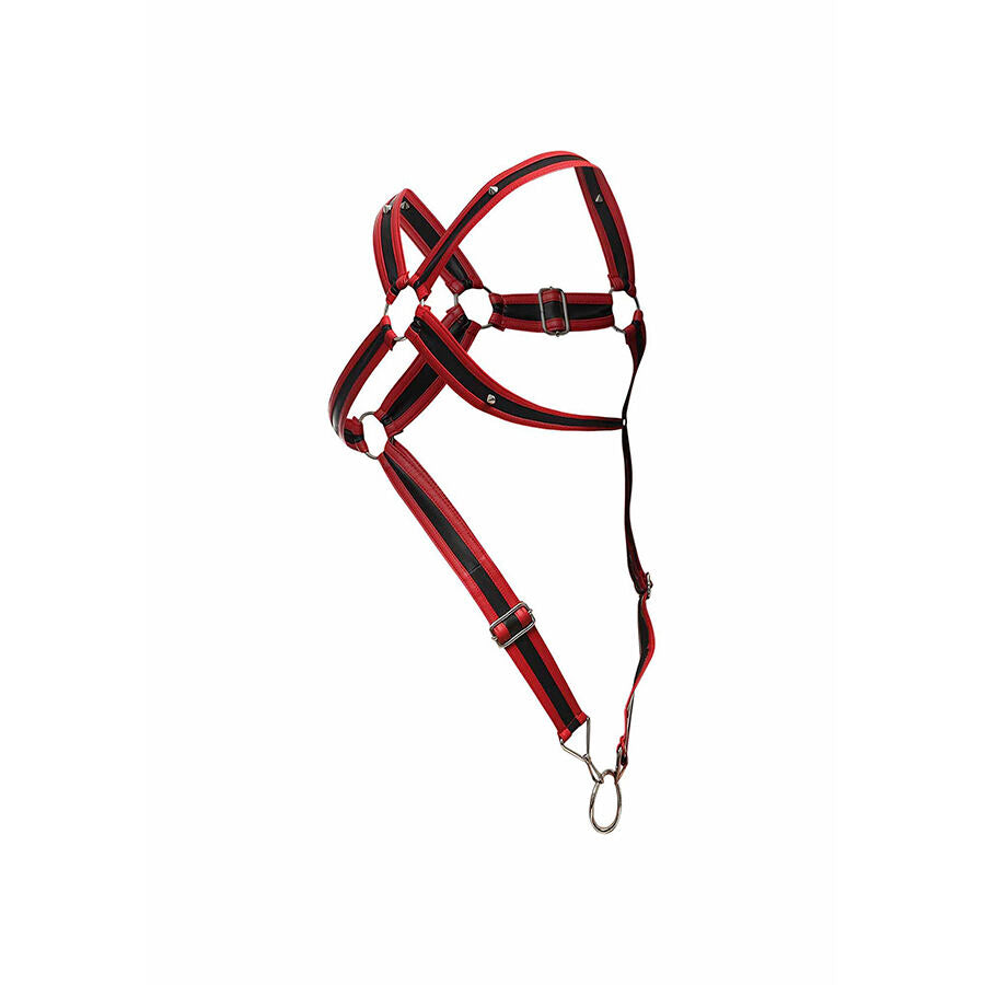 MOB - DNGEON RED CROSSED PENIS HARNESS ONE SIZE - NOCTURNA DESIRES