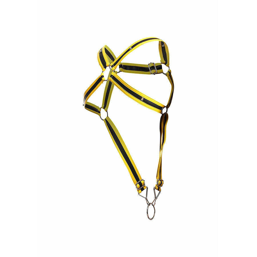 MOB - DNGEON YELLOW CROSSED PENIS HARNESS ONE SIZE - NOCTURNA DESIRES