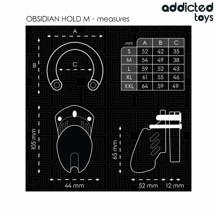ADDICTED TOYS LOCKED - OBSIDIAN HOLD PENIS CAGE SIZE M - NOCTURNA DESIRES