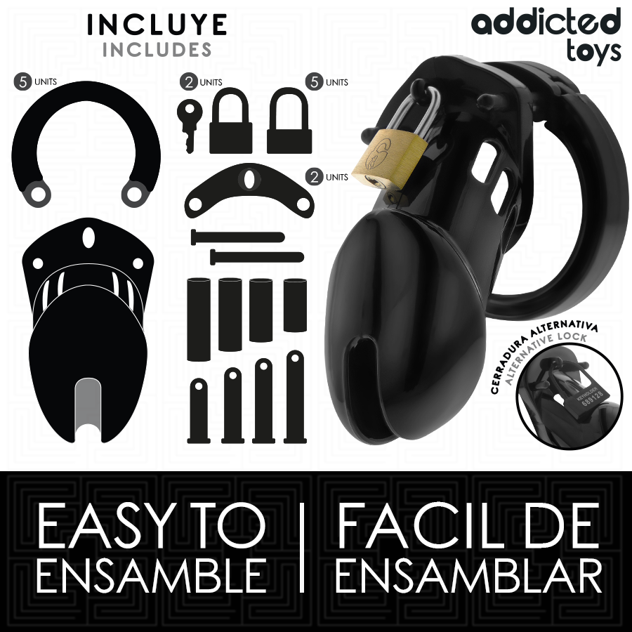 ADDICTED TOYS LOCKED - OBSIDIAN HOLD PENIS CAGE SIZE M - NOCTURNA DESIRES