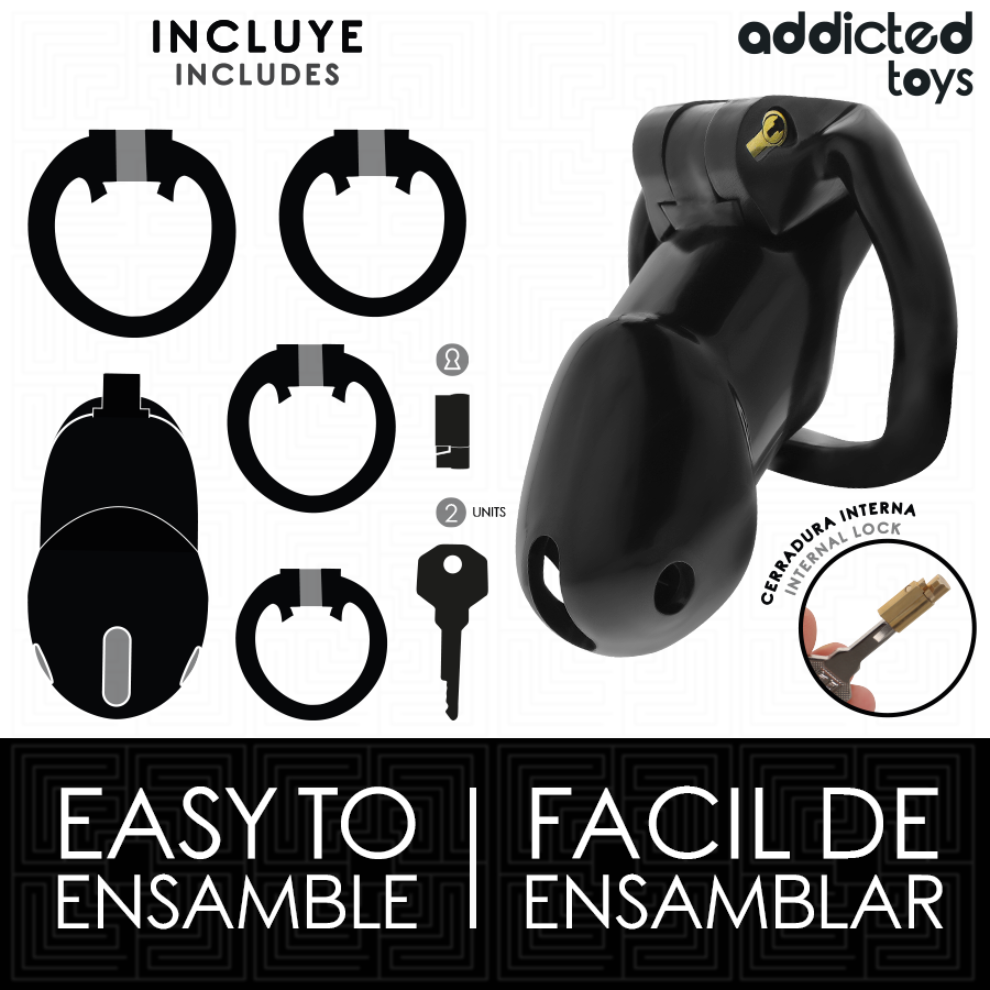 ADDICTED TOYS LOCKED - MINDNIGHT CELL PENIS CAGE SIZE L - NOCTURNA DESIRES