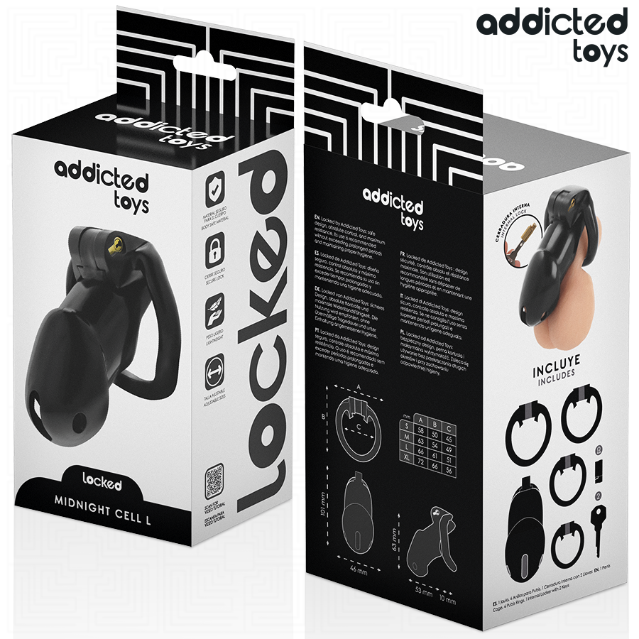 ADDICTED TOYS LOCKED - MINDNIGHT CELL PENIS CAGE SIZE L - NOCTURNA DESIRES