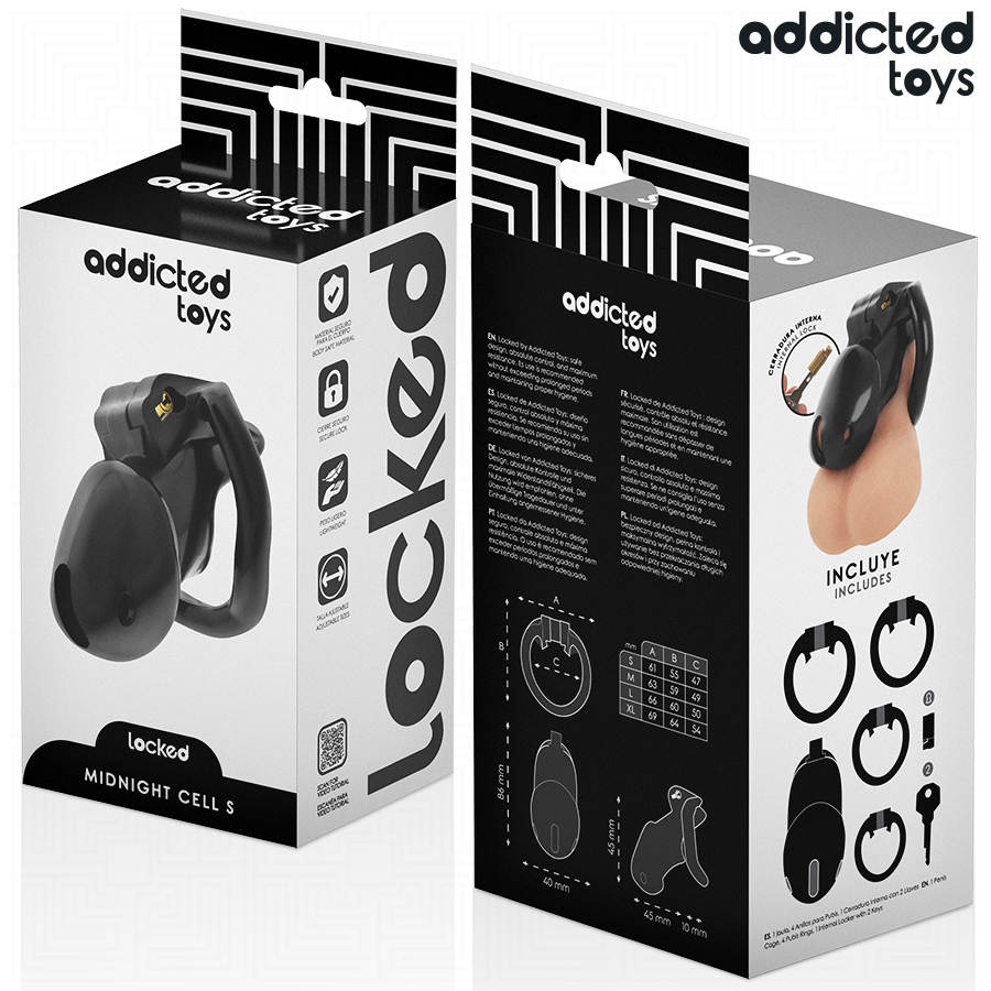 ADDICTED TOYS LOCKED - MINDNIGHT CELL PENIS CAGE SIZE S - NOCTURNA DESIRES