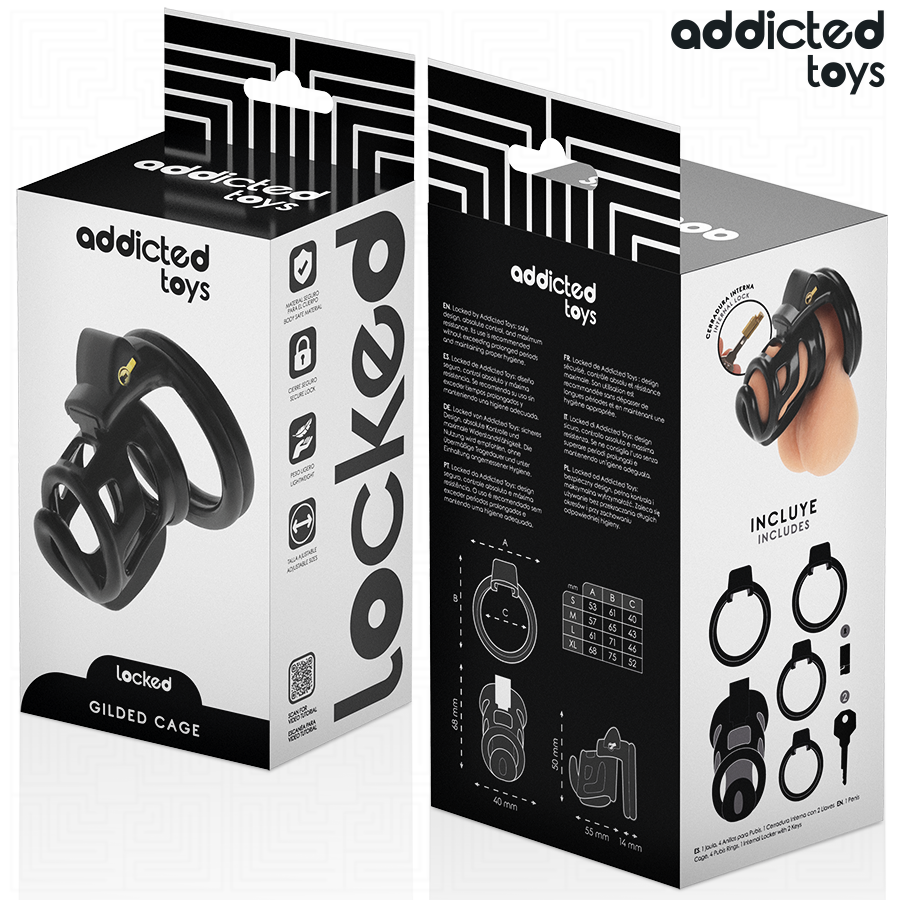 ADDICTED TOYS LOCKED - GILDEN CAGE SILICONE PENIS CAGE 8.5 CM - NOCTURNA DESIRES