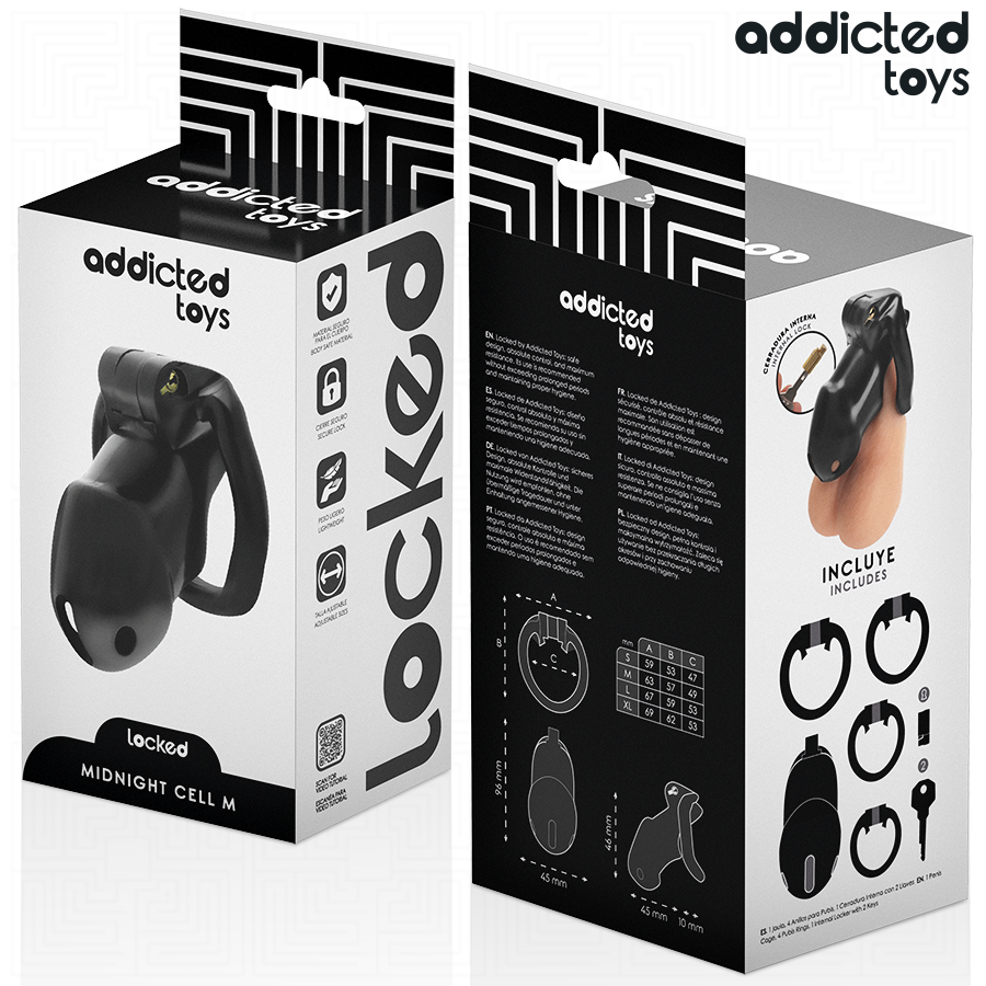 ADDICTED TOYS LOCKED - MINDNIGHT CELL PENIS CAGE SIZE M - NOCTURNA DESIRES