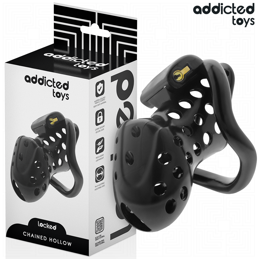 ADDICTED TOYS LOCKED - CHAINED HOLLOW PENIS CAGE 10.5 CM - NOCTURNA DESIRES