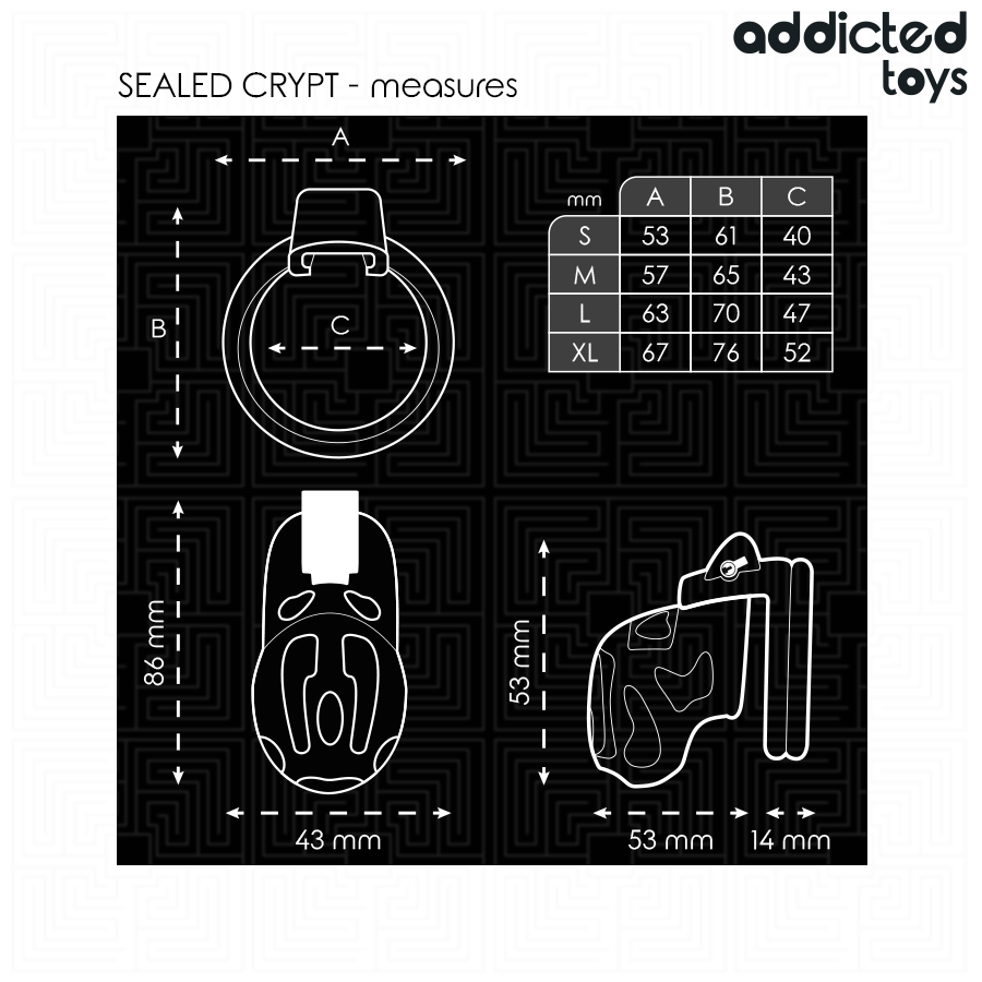 ADDICTED TOYS LOCKED - SEALED CRYPT PENIS CAGE 8 CM - NOCTURNA DESIRES