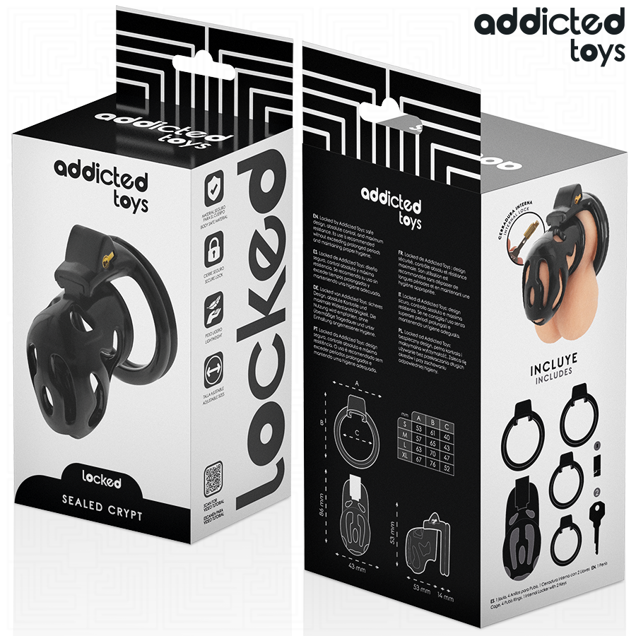 ADDICTED TOYS LOCKED - SEALED CRYPT PENIS CAGE 8 CM - NOCTURNA DESIRES