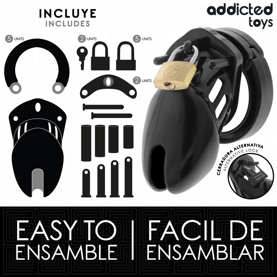 ADDICTED TOYS LOCKED - OBSIDIAN HOLD PENIS CAGE SIZE S - NOCTURNA DESIRES