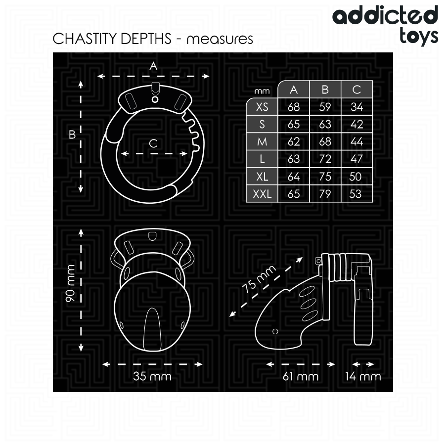 ADDICTED TOYS LOCKED - CHASTITY DEPTHS PENIS CAGE 7.5 CM - NOCTURNA DESIRES
