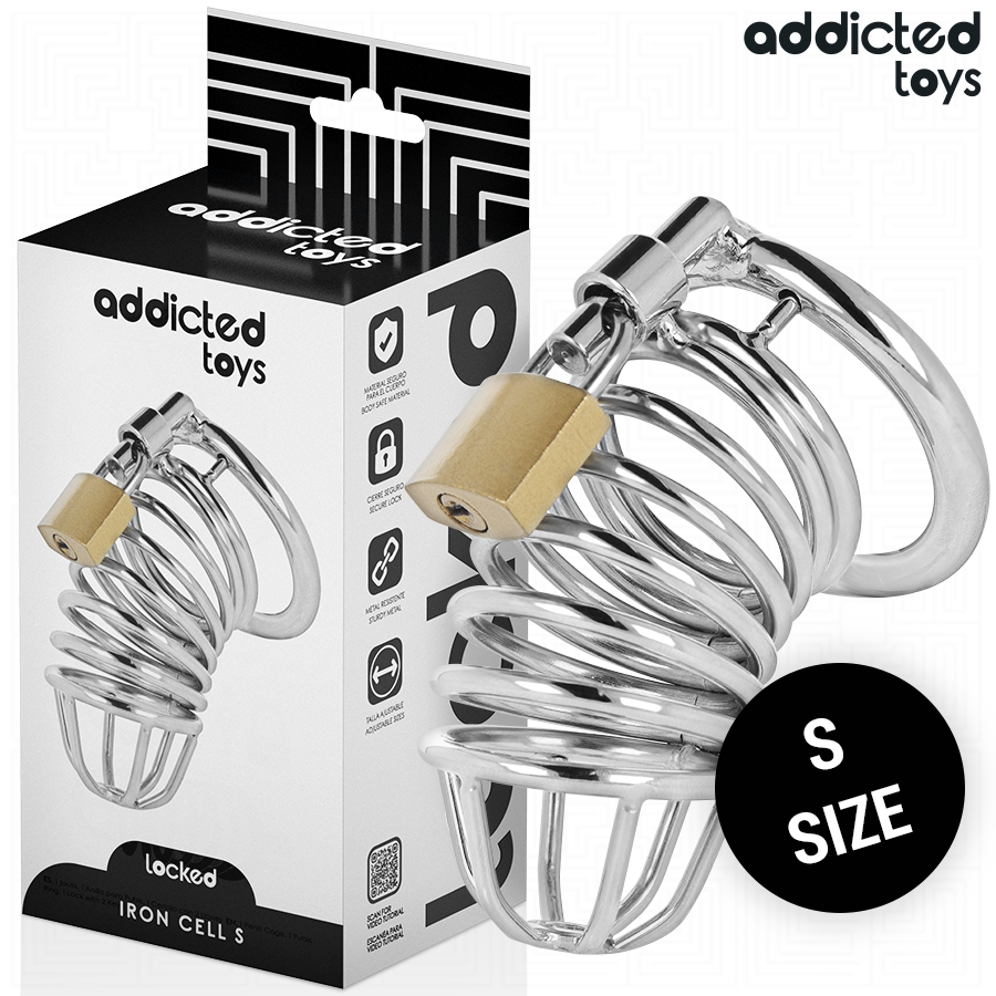 ADDICTED TOYS LOCKED - IRON CELL METAL PENIS CAGE 4 CM SIZE S - NOCTURNA DESIRES