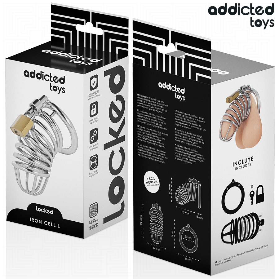 ADDICTED TOYS LOCKED - IRON CELL METAL PENIS CAGE 5 CM SIZE L - NOCTURNA DESIRES
