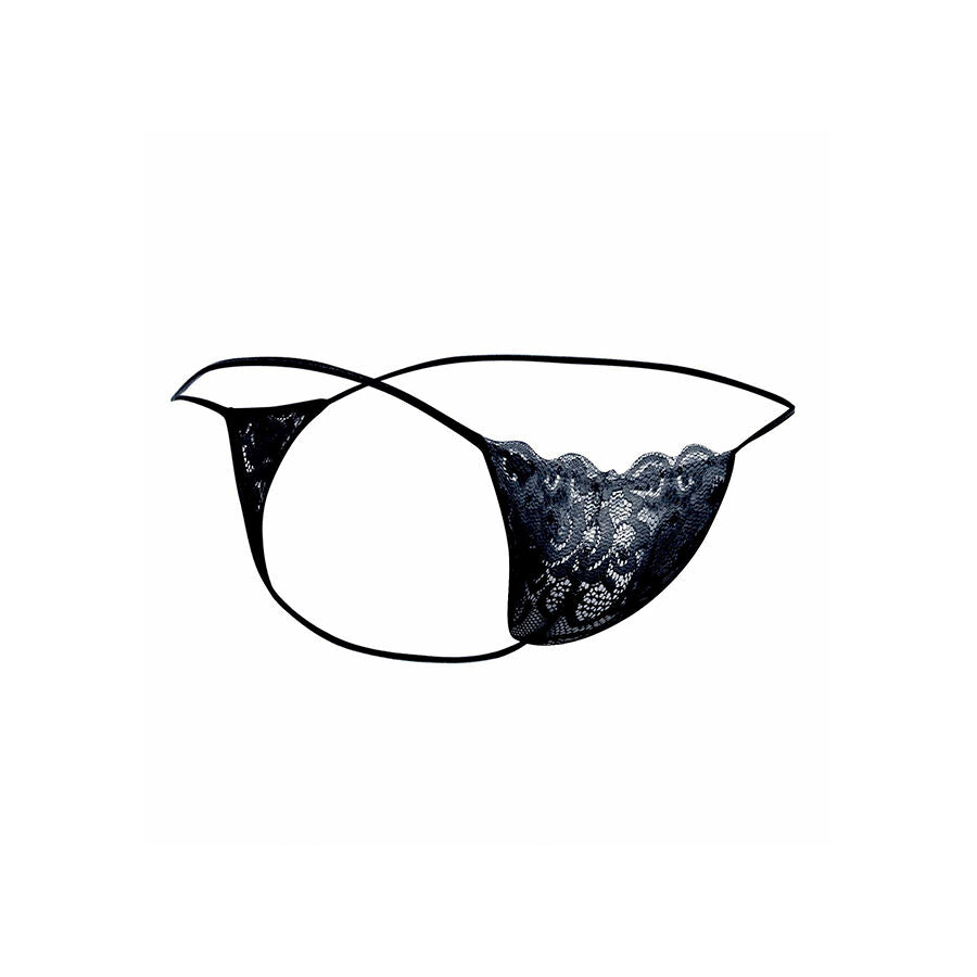 MOB - BLACK LACE THONG SIZE S/M - NOCTURNA DESIRES