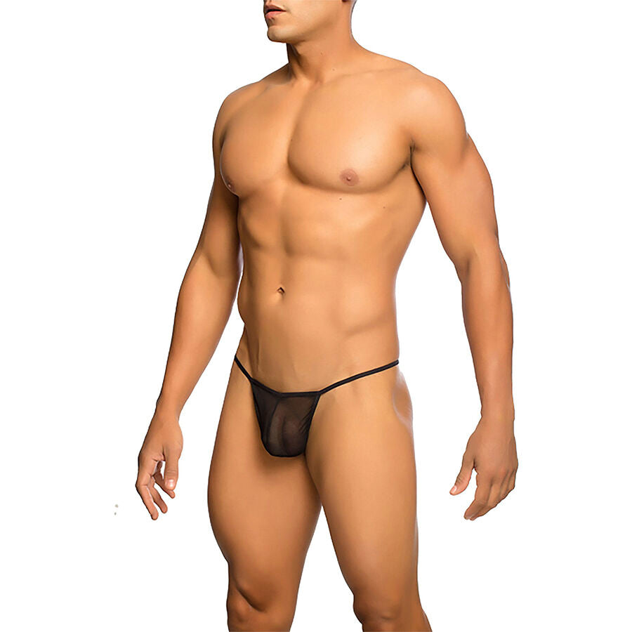 MOB - TRANSPARENT T-SHAPED THONG BLACK SIZE L/XL - NOCTURNA DESIRES