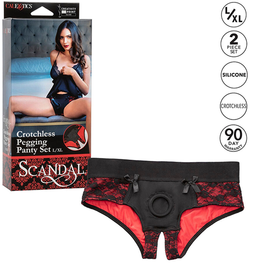 CALEXOTICS - SCANDAL SET OF CROTCHLESS PANTIES WITH DILDO SIZE L/XL - NOCTURNA DESIRES