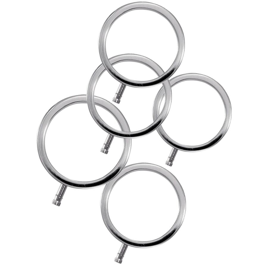 ELECTRASTIM - ELECTRARINGS METAL PENIS RINGS PACK OF 5 - NOCTURNA DESIRES