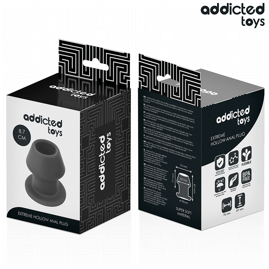 ADDICTED TOYS - EXTREME HOLLOW ANAL PLUG SILICONE SIZE M 8.7 CM - NOCTURNA DESIRES