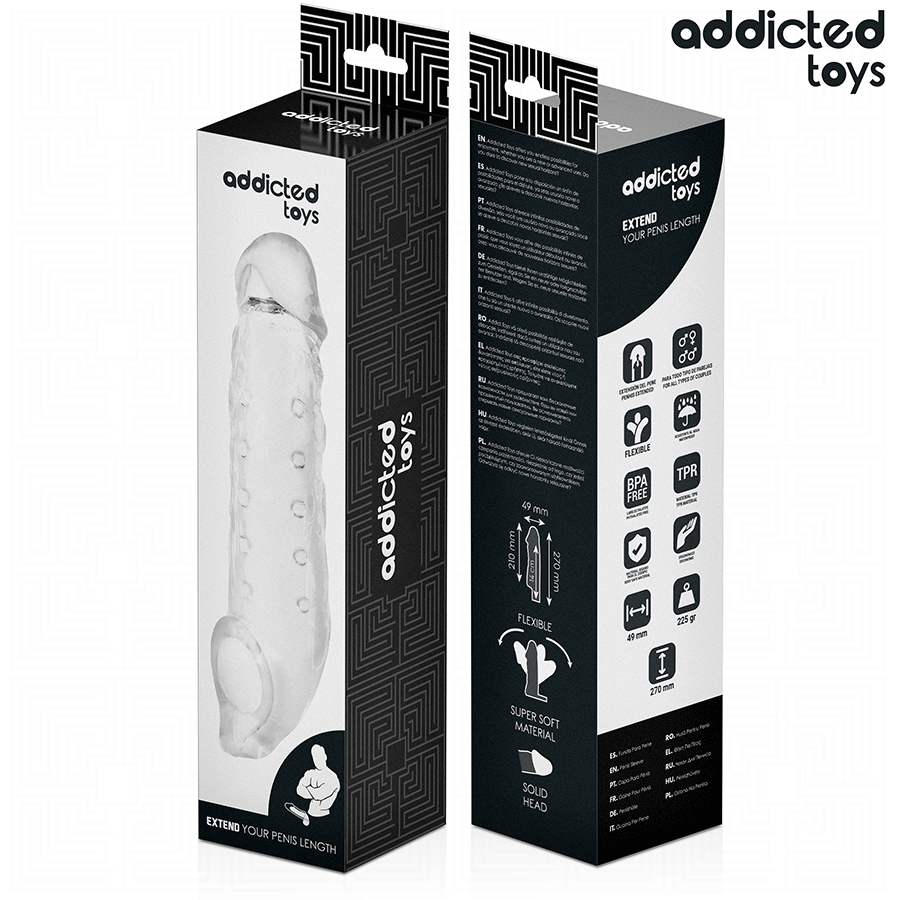 ADDICTED TOYS - TRANSPARENT PENIS EXTENSON SIZE S 23 CM - NOCTURNA DESIRES