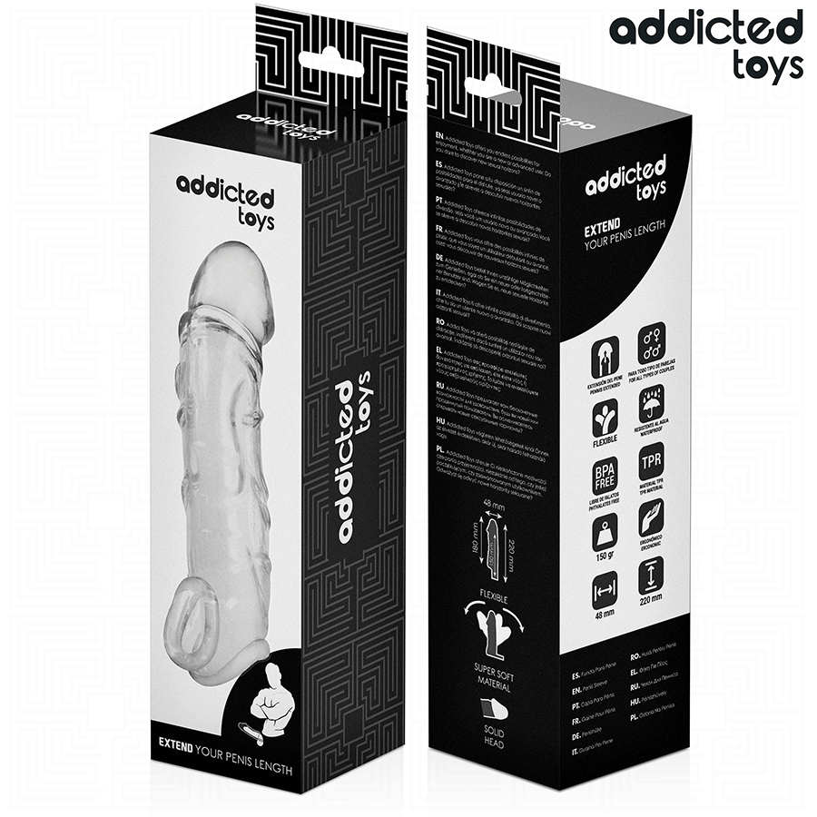 ADDICTED TOYS - TRANSPARENT PENIS EXTENSON 27 CM - NOCTURNA DESIRES