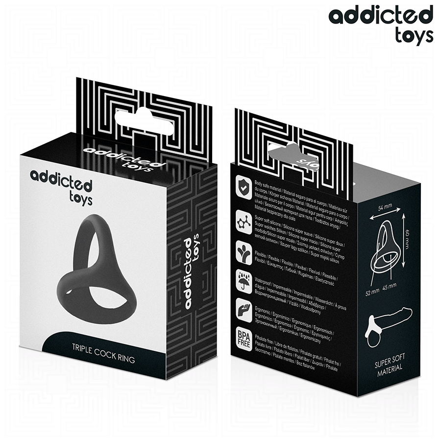 ADDICTED TOYS - THICK TRIPLE PENIS RING - NOCTURNA DESIRES