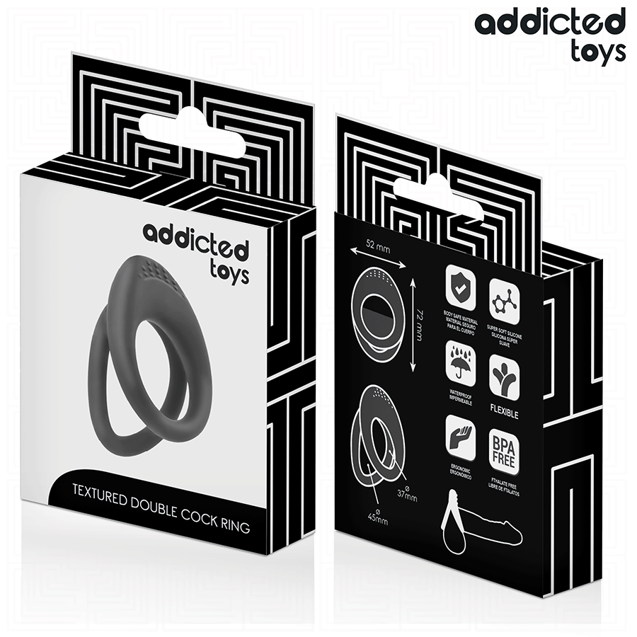 ADDICTED TOYS - DOUBLE TEXTURED PENIS RING - NOCTURNA DESIRES