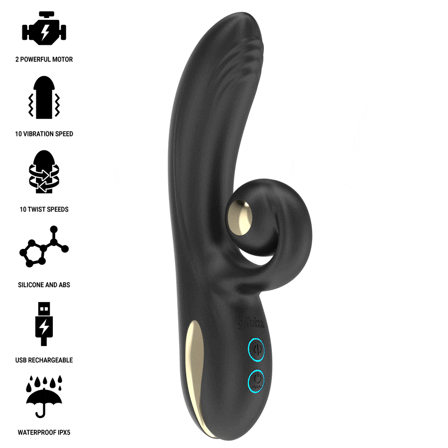 IBIZA - TWISTER VIBRATOR WITH CURVE STIMULATOR AND VIBRO-ROTATION - NOCTURNA DESIRES