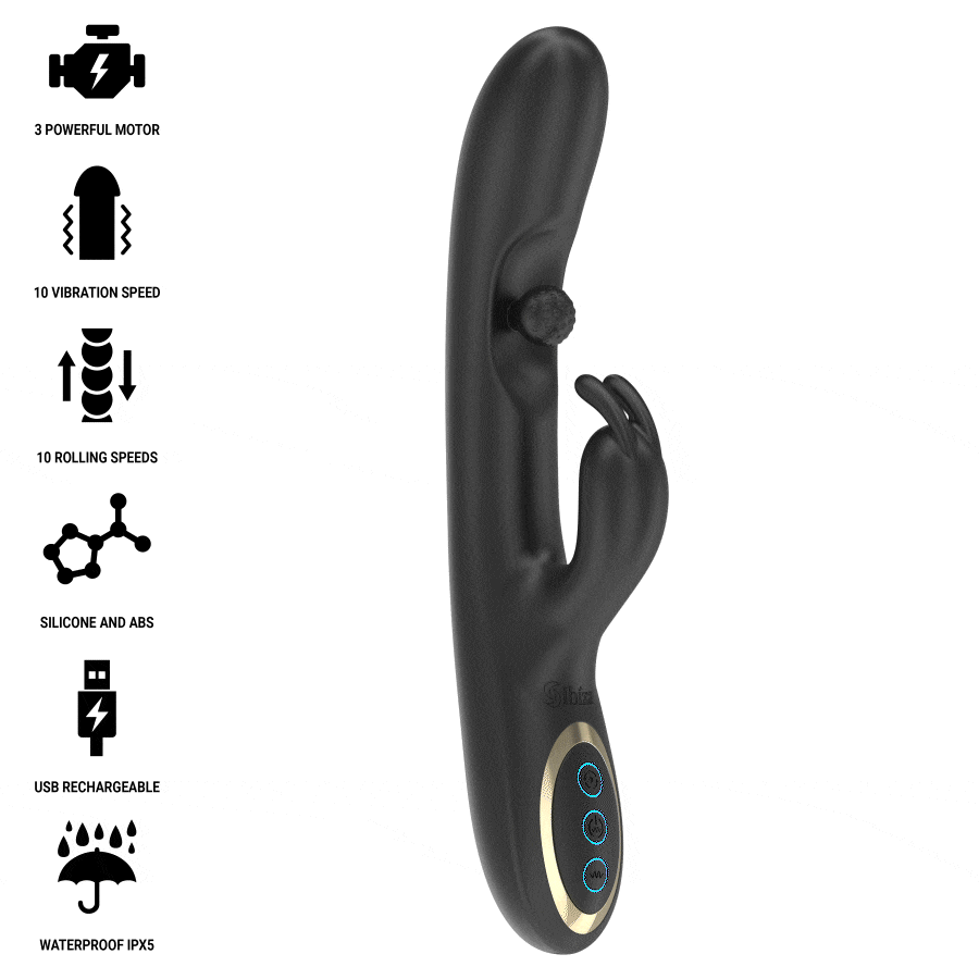 IBIZA - POWERFUL RABBIT VIBRATOR WITH MASSAGING ROLLING PEARL - NOCTURNA DESIRES