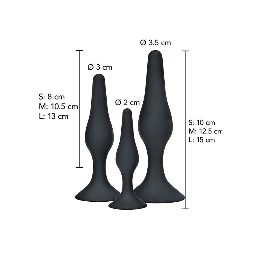 TOYJOY - ANAL PLAY CURVY COMPANIONS ANAL PLUG 3 PIECES BLACK - NOCTURNA DESIRES