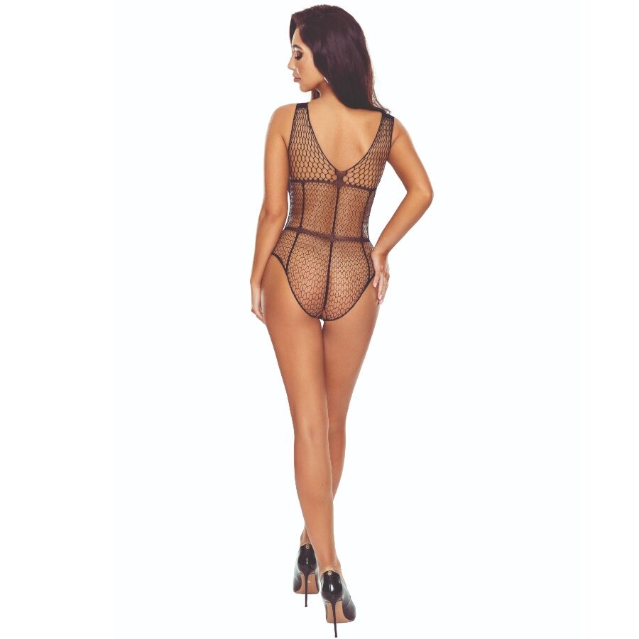 PASSION - BS114 BLACK GRID BODYSTOCKING - NOCTURNA DESIRES
